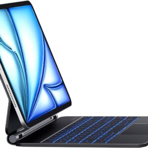Earto Tastiera iPad Air 11 (M2 2024/M3 2025), Magic Style Keyboard iPad Air 5/4 & iPad Pro 11 (4/3/2/1 Gen.), 7 Colori Retroilluminazione, Magnetico Galleggiante Design, Trackpad Multi-Touch, Nero