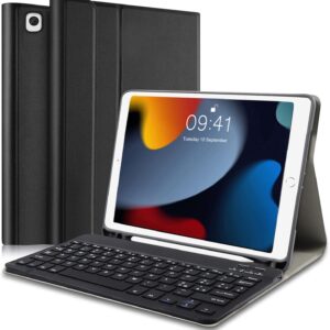 Lielax Custodia con Tastiera per iPad 10.2 2021/2020/2019(9a, 8a e 7a Gen)/iPad Air 3 /iPad Pro 10,5, Italiano QWERTY Rimovibile Bluetooth Tastiera, Custodia con Supporto Pencil per ipad 10,2-Nero