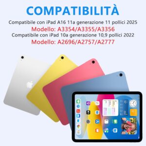 KBCASE Tastiera per iPad 10 Generazione /A16 11 Generation (11/10.9 pollici, 2025/2022),Rotazione 360 Cover con Bluetooth Tastiera Touchpad per iPad 10/11Gen con 7 Colori Illuminato,Italiano QWERTY