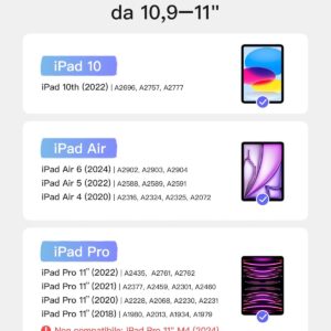 Inateck Custodia Tastiera per iPad 11a/10a Gen, iPad 10a (10,9″)/11a Gen (2025 A16), Air 11″ M3/M2, Air 6/5/4a, Pro 11 4a-1a, Tastiera Ultralight Rimovibile con Touchpad, Grigio AceTouch