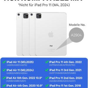 Earto Tastiera iPad Air 11 (M2,2024/M3,2025), Tastiera per iPad Pro 11 (4/3/2/1 Generazione) con Touchpad, Staccabile Tastiera per iPad Air 5 /Air 4 Gen. 10.9”, 2 Canali BT, Italiano ‎QWERTY, Nero