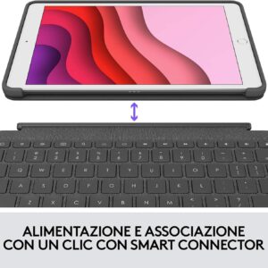 Logitech Combo Touch per iPad (7ª, 8ª e 9ª gen – 2019, 2020, 2021), custodia con trackpad di precisione, tastiera retroilluminata e tecnologia Smart Connector, Layout ITA, Graphite