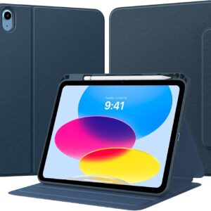 TiMOVO Custodia per iPad (A16) 11a Generazione 11 Pollici 2025, iPad 10a Generazione 10,9 Pollici 2022 con Supporto per Penne, Cover Protettiva con Supporto Folio, Visione Multi-Angolo, Blu Marino