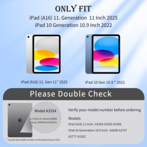 Hinnwer Custodia Cover Compatibile con iPad (A16) 11 Generazione 11 Pollici 2025/iPad 10 Generazione 10,9″ 2022, Custodia Magnetica con Supporto Told, Auto Sonno/Veglia, Custodia Rigida Nero