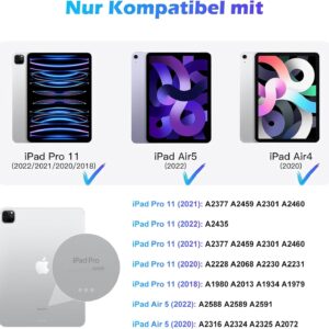 WINCHKING Tastiera per iPad Air 11″ (M2 2024/M3 2025), Magic Keyboard per iPad Air 5/4 & Pro 11 (4/3/2/1 Gen.), Magnetico Galleggiante Design, 7 Colori Retroilluminazione, Trackpad Multi-Touch