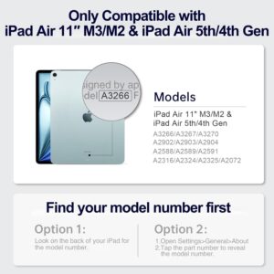AsileCuir Cover per iPad Air 11 Pollici M3 2025/M2 2024,Custodia iPad Air 5/4 Generazione 10,9″ 2022/2020 con Portapenna Tasca,Chiusura Magnetica,Multi Angolo,Auto Sveglia/Sonno,Nero