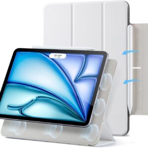 ESR Cover per iPad Air 11″ M3/M2 (2025/2024),iPad Air 5/4 Gen(2022/2020),Custodia Magnetica con Supporto Trifold,Aggancio Magnetico,Supporto per Pencil Pro/USB-C,Auto Attivazione/Standby,Bianco