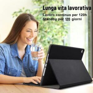 Lielax Custodia con Tastiera per iPad 10.2 2021/2020/2019(9a, 8a e 7a Gen)/iPad Air 3 /iPad Pro 10,5, Italiano QWERTY Rimovibile Bluetooth Tastiera, Custodia con Supporto Pencil per ipad 10,2-Nero