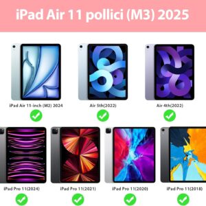 CC Store Tastiera per iPad Air 11 M3/M2, Air 5/Air 4, iPad Pro 11 4/3/2/1 Gen, Custodia Protettiva con Tastiera Magnetica Bluetooth Rimovibile – con Slot per Penna, Layout Italiano, Rosa​