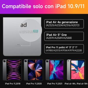 HOU tastiera per iPad Air 11″(M2 2024/M3 2025)/Air 5th/Air 4th generazione iPad Pro 11″ (4a/3a/2a/1a) generazione,design magnetico galleggiante,trackpad e tastiera Disposizione italiana,Rosa