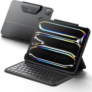 HOU Custodia con Tastiera per iPad Air 11 pollici (M3/M2) e iPad Air 5a/4a generazione e iPad Pro 11 pollici (M4/4a/3a/2a/1a generazione) – Leggera e portatile, Pelle spaziale, Rinforzo angolare
