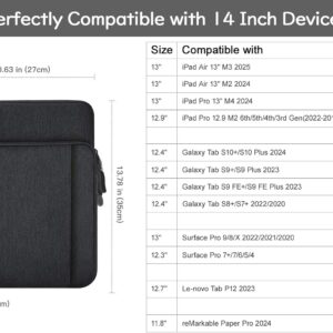 Dadanism 13,3 Pollici Custodia Protettiva Borsa Tablet con Tracolla per iPad Pro 13″ M4 2024, iPad Air 13″ M3 M2, iPad Pro 12,9″, Galaxy Tab S10+ Plus/S9 FE+/S9+ Plus 12,4″, Tab P12 12,7″,Nero Grigio