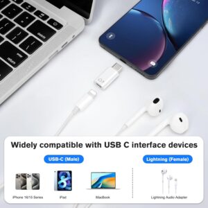 BORLTER CLAMP Adattatore da Lightning a USB-C per cuffie supporta il controllo di linea, adattatore audio da Lightning a USB-C per con iPhone 16/15, iPad e altri connettori audio Type-C, bianco