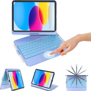 KBCASE Tastiera per iPad 10 Generazione /A16 11 Generation (11/10.9 pollici, 2025/2022),Rotazione 360 Cover con Bluetooth Tastiera Touchpad per iPad 10/11Gen con 7 Colori Illuminato,Italiano QWERTY