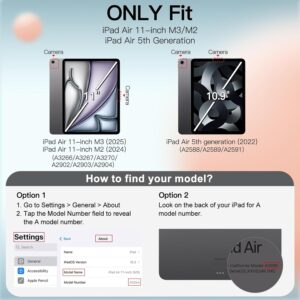 JETech Custodia per iPad Air 11 Pollici M3/M2 (2025/2024), iPad Air 5 (10,9-Pollici, Modello 2022, 5a Generazione), Cover con Auto Svegliati/Sonno (Nero)