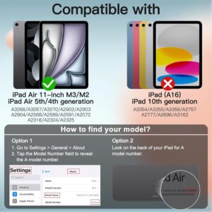 JETech Custodia per iPad Air 11 Pollici M3/M2 (2025/2024), iPad Air 5a/4a (Modello 2022/2020, 10,9 Pollici), Supporto Sottile con Retro Rigido Cover con Auto Svegliati/Sonno (Grigio Siderale)