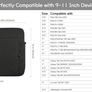 Dadanism 9-11 Pollici Tablet Borsa Portatile con Tracolla per iPad 10a Gen 10,9″, iPad PRO 11″ M4, iPad Air 11″, iPad 9/8/7a Gen 10,2″, iPad Air 5/4 10,9″, Galaxy Tab A9+ Plus 11″, Nero Grigio