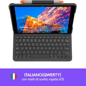 Logitech Custodia con Tastiera per iPad Air 3a Generazione, Modelli A2152/A2123/A2153/A2154, Slim Folio con Tastiera Wireless Integrata, Layout Italiano ‎Qwerty, Nero (Grafite)