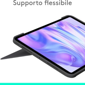 Logitech Combo Touch per iPad Pro da 11 pollici (M4)(2024) Custodia con tastiera – Tastiera staccabile retroilluminata con supporto, digitazione comoda, modalità multiuso, Layout ITA QWERTY – Grafite
