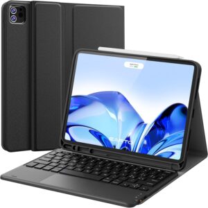 Earto Tastiera iPad Air 11 (M2,2024/M3,2025), Tastiera per iPad Pro 11 (4/3/2/1 Generazione) con Touchpad, Staccabile Tastiera per iPad Air 5 /Air 4 Gen. 10.9”, 2 Canali BT, Italiano ‎QWERTY, Nero