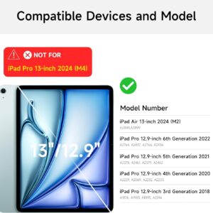pankeybd Tastiera per iPad Air 13 pollici (M3 2025 e M2 2024) e iPad Pro 12,9 pollici 6ª, 5ª, 4ª, 3ª generazione, retroilluminazione a 7 colori, trackpad multi-touch, design magnetico fluttuante,Nero