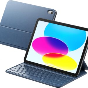 HOU Tastiera Bluetooth per iPad 11a Generazione 2025 (A16) e 10a Generazione 2022, Custodia in Ecopelle con Tastiera, Angolo Ergonomico, Disposizione ltaliana, Blu
