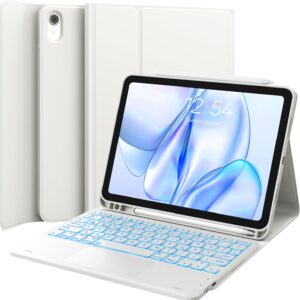 CHESONA Custodia con tastiera per iPad di 10 generazione/11 generazione A16 2025, 7 colori, trackpad multi touch, 2 canali Bluetooth per iPad 10° Gen 2022/2025 11″, colore: bianco