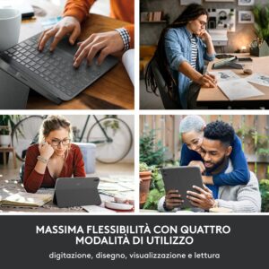 Logitech Combo Touch, custodia con tastiera rimovibile per iPad (10a generazione e A16)ampio trackpad di precisione, tastiera standard retroilluminata e tecnologia Smart Connector,ITA QWERTY – Grigio