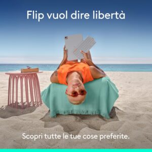 Logitech Flip Folio, custodia con tastiera per iPad Pro (M4),iPad Air da 11 pollici(M2 e M3)(5ª Gen – 2024)Custodia protettiva e ripiegabile, più multi dispositivo Bluetooth,ITA QWERTY -Grigio Pallido