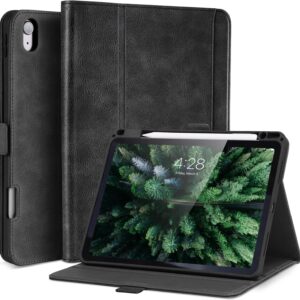 AsileCuir Cover per iPad Air 11 Pollici M3 2025/M2 2024,Custodia iPad Air 5/4 Generazione 10,9″ 2022/2020 con Portapenna Tasca,Chiusura Magnetica,Multi Angolo,Auto Sveglia/Sonno,Nero