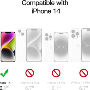 JETech Cover Magnetica per iPhone 14 6,1 Pollici Compatibile con MagSafe Ricarica Wireless, Telefono Custodia Antiurto, Retro Antigraffio Trasparente (Trasparente)
