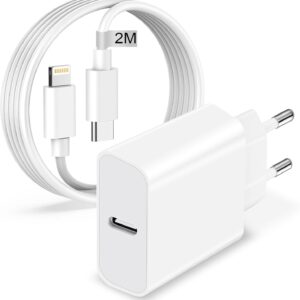 Caricatore iPhone Originale Apple MFi, 20W Caricabatterie iPhone Caricatore Rapido USB C Alimentatore iPhone Presa USB C Spinotto con 2M Cavo Ricarica Rapida per iPhone 14 13 12 11 Pro Max/Mini/XS/X/8