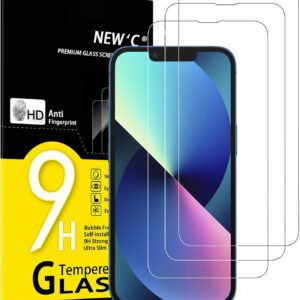 NEW’C 3 Pezzi, Vetro Temperato per iPhone 14, iPhone 13, iPhone 13 Pro (6,1 Pollici), Pellicola Prottetiva Anti Graffio, Anti-Impronte,Durezza 9H, 0,33mm Ultra Trasparente, Ultra Resistente