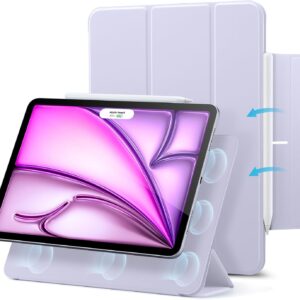 ESR Cover per iPad Air 13 M3/M2 (2025/2024),iPad Pro 12.9 6/5/4th Gen,Custodia Magnetica con Supporto Trifold,Aggancio Magnetico,Supporto Pencil Pro/Pencil USB-C,Auto Attivazione/Standby,Viola Chiara