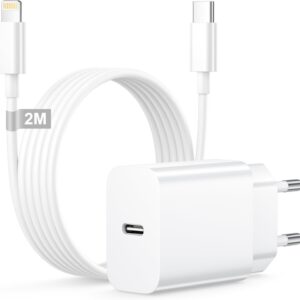 Caricatore iPhone Veloce con Cavo Lightning 2 Metri, 25W Caricabatterie iPhone Caricatore USB C per iPhone 14 Pro Max/14 Plus/13/12 Mini/11/XR/XS/8