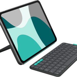 Logitech Flip Folio, custodia con tastiera per iPad Pro 11 pollici (M4) e iPad Air 11 pollici (M2 e M3)(5a generazione – 2024) -Custodia protettiva e riponibile con tastiera Bluetooth -Grafite,QWERTZ