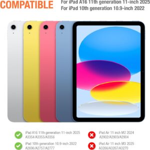MAYPHY Custodia per tastiera per iPad (A16) di 11a generazione 11 pollici 2025/iPad 10a generazione 10,9 pollici 2022, layout UK, custodia per tastiera staccabile, visione multi-angolo, con