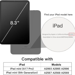 JETech Custodia per iPad mini (A17 Pro, Modello 2024, 7a Generazione) / mini 6 (Modello 2021, 6a Generazione), Supporto Sottile con Retro Rigido Cover con Auto Svegliati/Sonno (Nero)