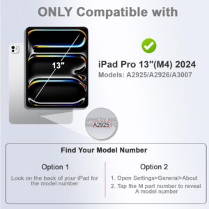 Zinibri Custodia Cover per iPad Pro 13 Pollici M4 2024 A2925 A2926 A3007 con Portapenna Tasca Cinghie Pelle PU Multi Angolo Supporto Case Chiusura Magnetica Auto Svegliati/Sonno,Nero