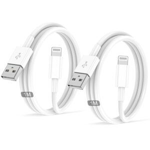 Cavo For IPhone Originale For Apple Certificato MFi,Cavetto USB Lightning Ricarica 2Pezzi 1M+1M For iPhone 14 Pro Max/13/12/11/XR/XS/X 8/7/6s/6/5/Plus/SE/SE 2/iPad Mini 4 caricatore cavi