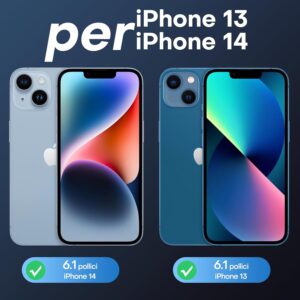 TAURI Magnetica Cover per iPhone 13/14 [Compatibile con MagSafe] con Pellicola in Vetro Temperato, Custodia Rigida per Sottile Anticaduta – Trasparente
