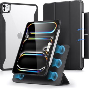 ESR Cover per iPad Pro 13 Pollici M4 2024, Custodia Magnetica Rimovibile, Supporto per Pencil Pro/USB-C, Supporto Verticale e Orizzontale, Auto Attivazione/Standby, Serie Rebound 360, Nero