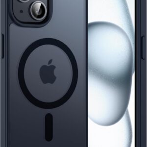 Opkiegrn Cover Magnetica iPhone 13/14 / 15 / 16e, Compatibile con MagSafe, Protezione Antiurto di Livello Militare, Custodia Traslucida Acrilico Posteriore Protettiva Sottile Case, Nero
