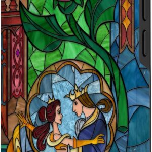 Custodia per iPhone 14 Disney La Bella e la Bestia – Vetro colorato Belle e Principe