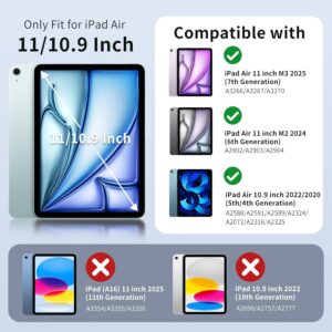 MoKo Cover per iPad Air 11 Pollici Case M3/M2 2025/2024, iPad Air 5a/4a Gen 10,9″ Custodia 2022/2020 con Portapenna, Cover Trifold Sottile e Leggera con Retro in PC Rigido Traslucido, Blu Marino