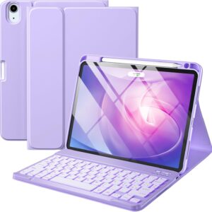 Vobafe Cover con Tastiera iPad Air 11 M3 M2 2025 2024/Air 5 4 Generazione(10,9 Pollici), Retroilluminazione a 7 Colori, Tastiera Staccabile Senza Fili, con Portapenna, Layout Italiano, Lavanda