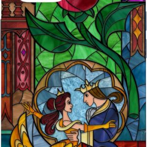 Custodia per iPhone 14 Disney La Bella e la Bestia – Vetro colorato Belle e Principe