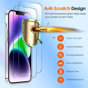 iVoler 3 in 1 Cover per iPhone 14 6.1 Pollici con 2 Pezzi Pellicola Vetro Temperato, [Non Ingiallente ] [Antiurto di Grado Militare] [Protezione Fotocamera] Trasparente Sottile Custodia