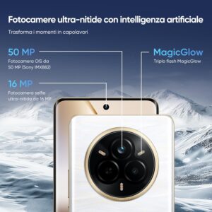 realme 14 Pro 5G Smartphone, 8 + 256GB, Cellulare, Design che Cambia Colore Sensibile al Freddo, IP69, 50 MP Sony IMX882 OIS Fotocamera, Display 120Hz, Batteria da 5260 mAh, Bianco(Con Adattatore)
