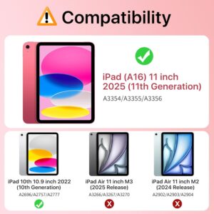 MoKo Custodia per iPad 11 Pollici (A16) 11a Generazione, iPad 10a Gen 10,9″ 2022 con Portapenna, iPad 10a Gen Cover Trifold Sottile e Leggera con Retro in PC Rigido Traslucido, Anguria Rosa
